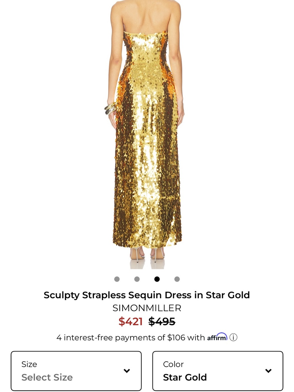 Simon Miller Strapless Sequin Gown in Gold